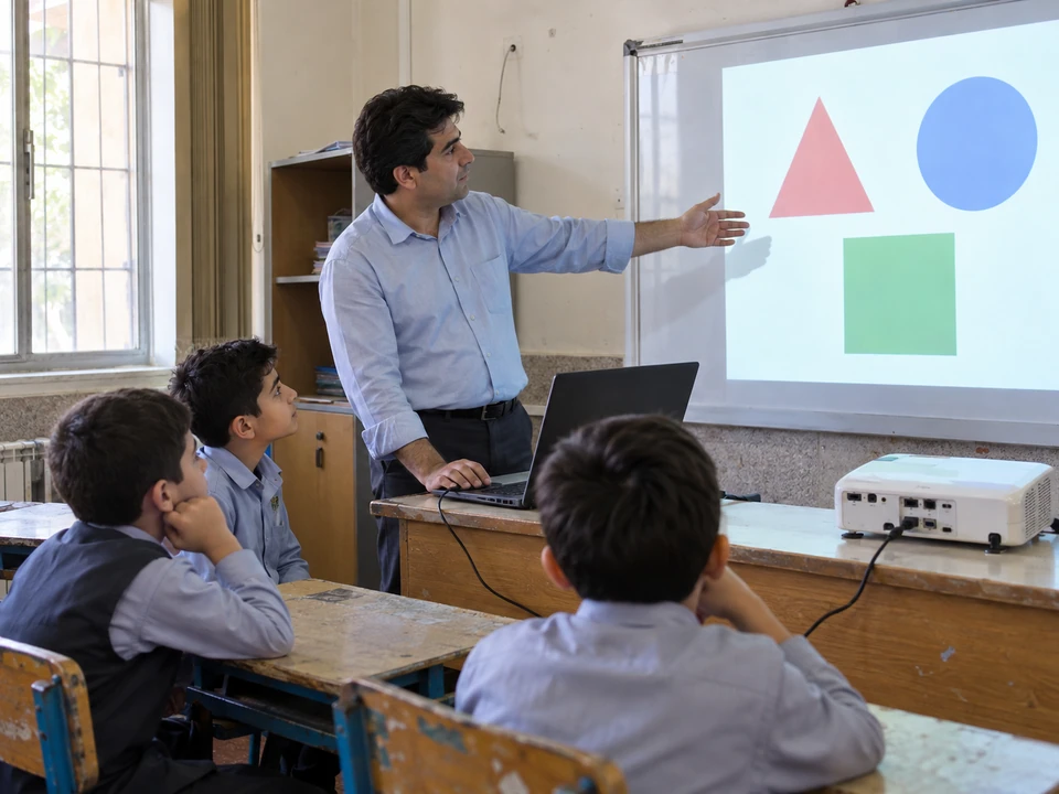 آموزش با تختهٔ تعاملی و پروژکتور در کلاس